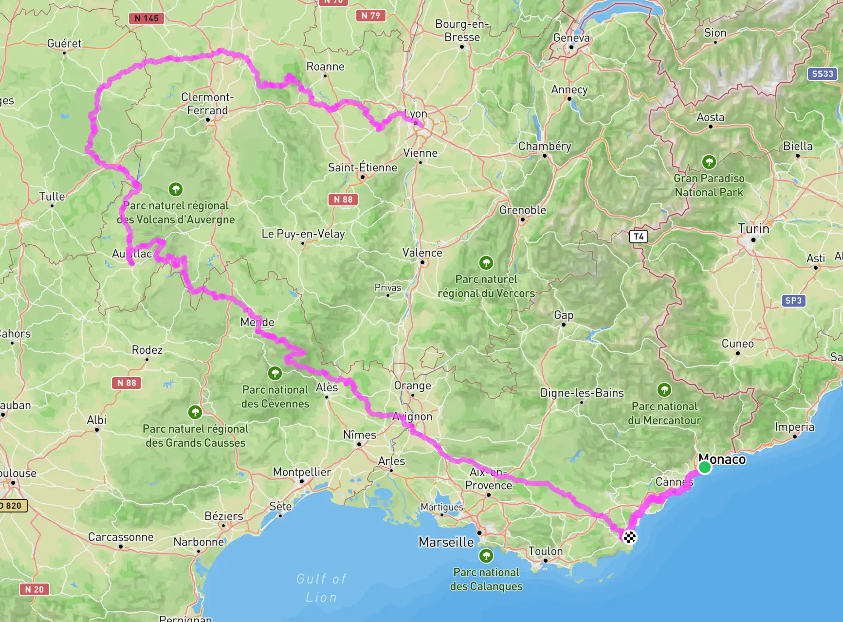 Rally   Saint Tropez - Lyon - francja map